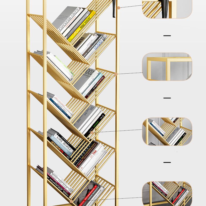 9" Wide Glam Shelf Bookcase Open Shelves Included Metal Bookcase