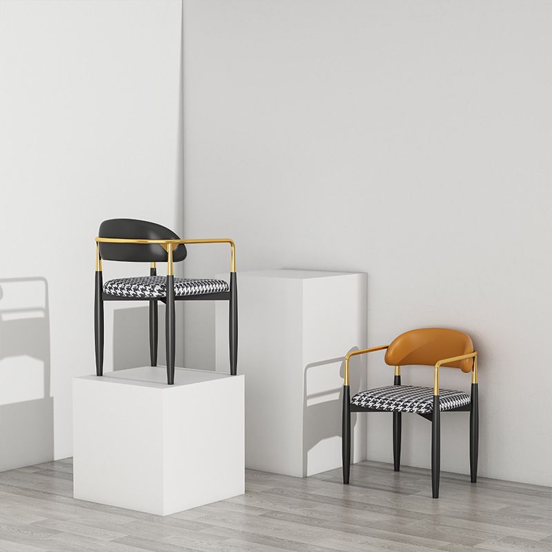 Modern Kitchen Dining Side Chair Metal Open Back Dining Arm Chair