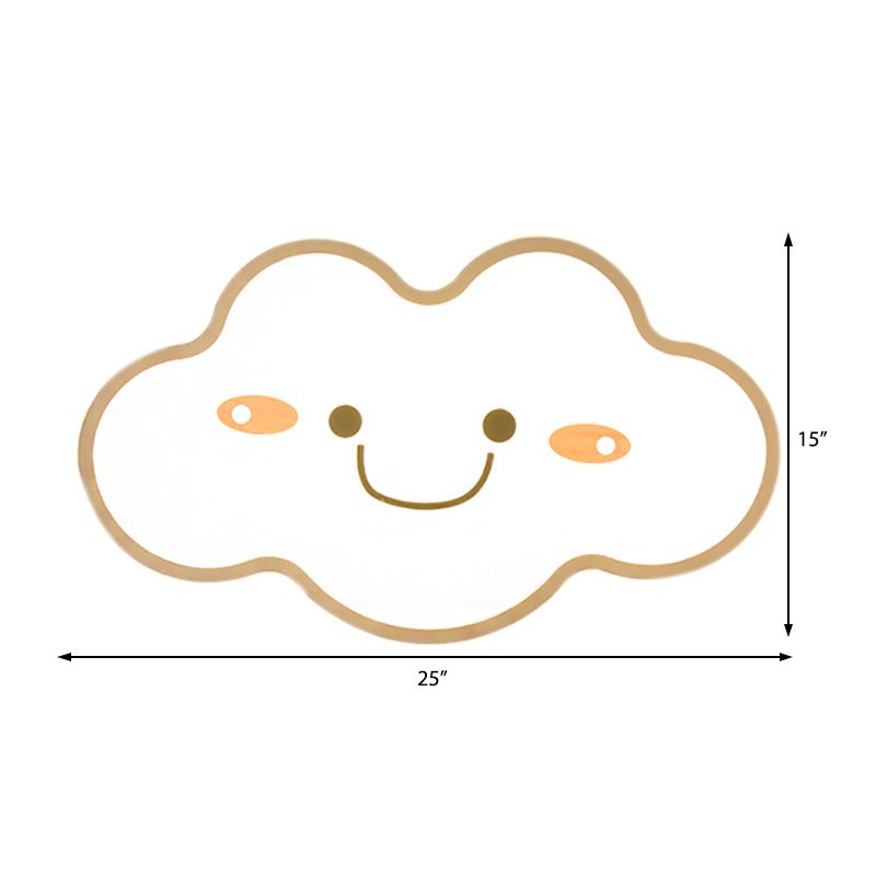 Acrylic Shy Cloud Flush Ceiling Light Child Bedroom Cartoon LED Ceiling Fixture in White