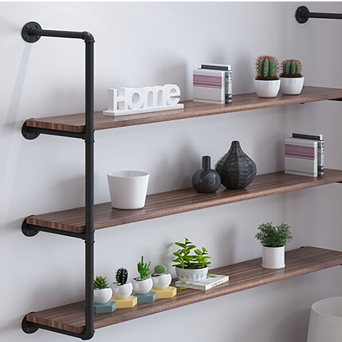 7.87"W Bookshelf Industrial Style Wall Mounted Solid Wood Bookcase for Home Office