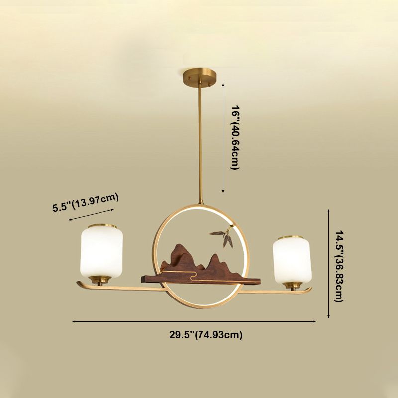 Simplicidad moderna Cilindro Luces de la isla de la isla Luces colgantes de vidrio blanco