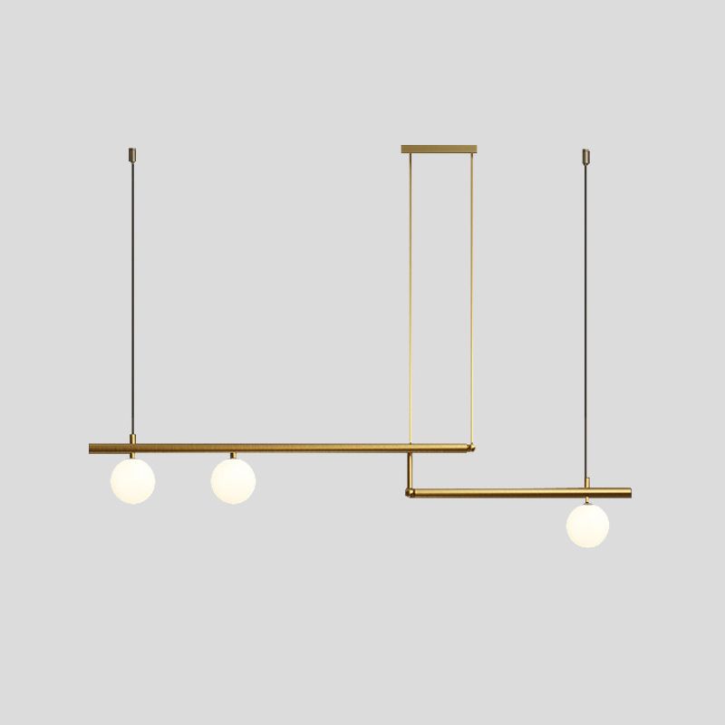 Postmodern Metal Island Light Multi Head Light con sombra de vidrio para mesa de comedor