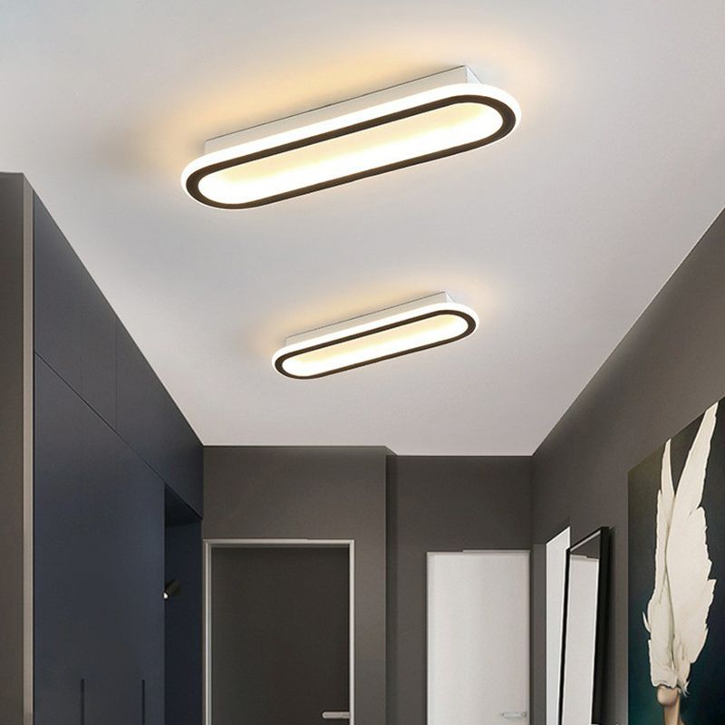 Plafonnier linéaire à LED de style moderne en acrylique pour couloir, luminaire de plafond en noir