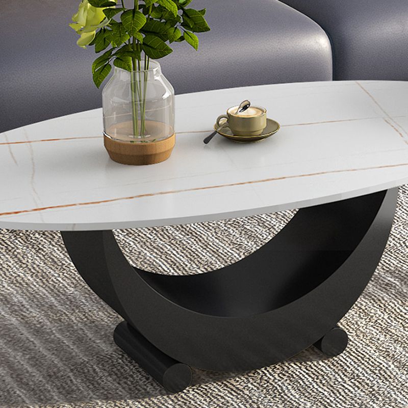 Abstract Base Design Oval/round Slate Table with Metal Base Coffee Table