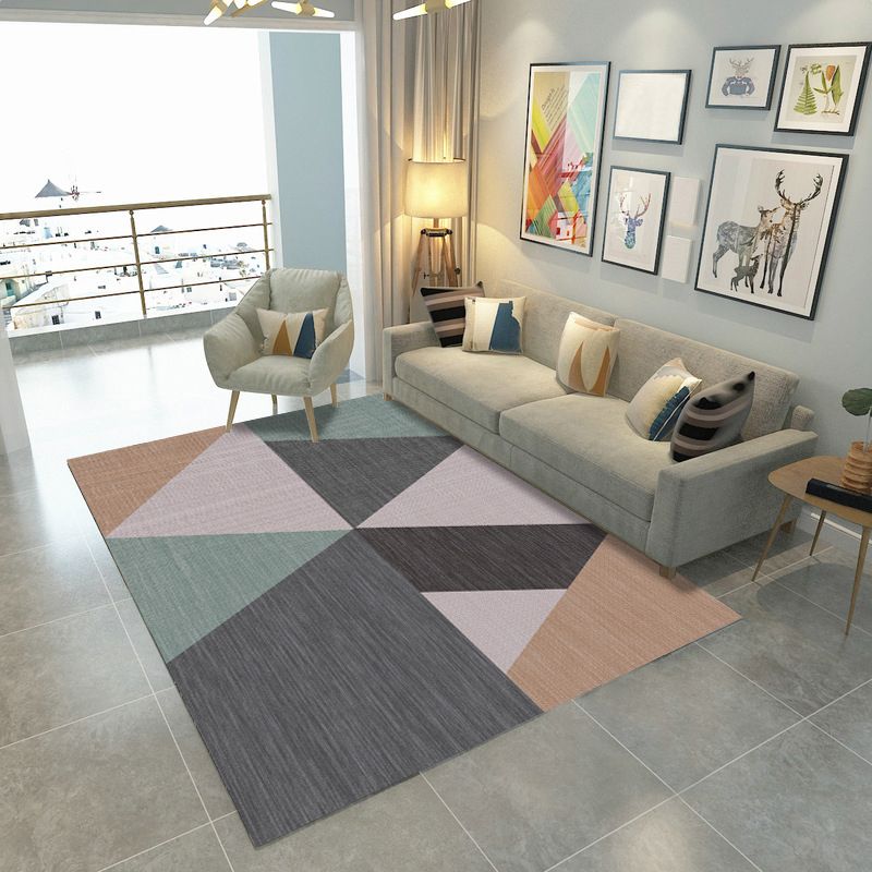 Geometric Printed Indoor Rug Washable Rug Polyester Stain Resistant Area Rug for Home Decoration