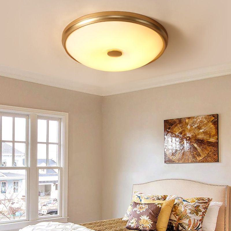 American Rustic Style Ceiling Light White Glass Dining Room Flush Mount Ceiling Lamp