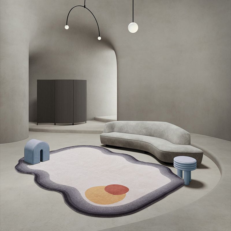 Dark Brown Irregular Circle Rug Polyester Modern Rug Washable Rug for Home Decor