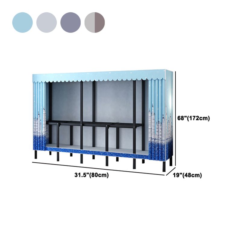 Contemporary Style Folding Wardrobe Armoire Steel Frame Wardrobe Cabinet for Home