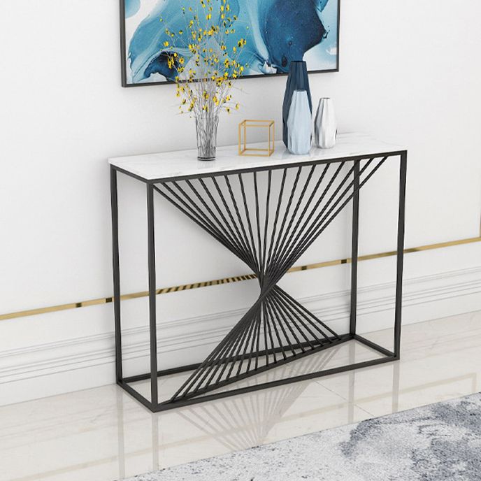 Marble Rectangle Accent Table 11.81" W 1-shelf Console Table for Hall
