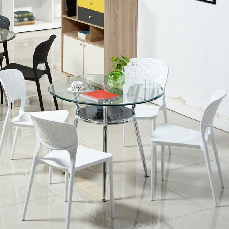 Metal Modern Round Indoor Table Glass Top Table for Kitchen and Dining Room