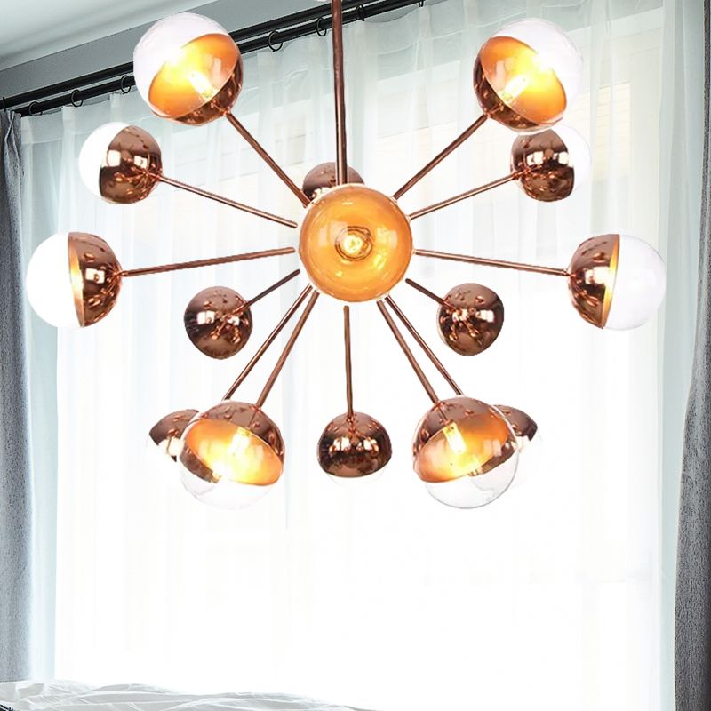 Semi-encastré Globe pour salle à manger, verre blanc/transparent/gris fumée, 9/12/15 lumières, luminaire semi-encastré contemporain en cuivre/chrome/or