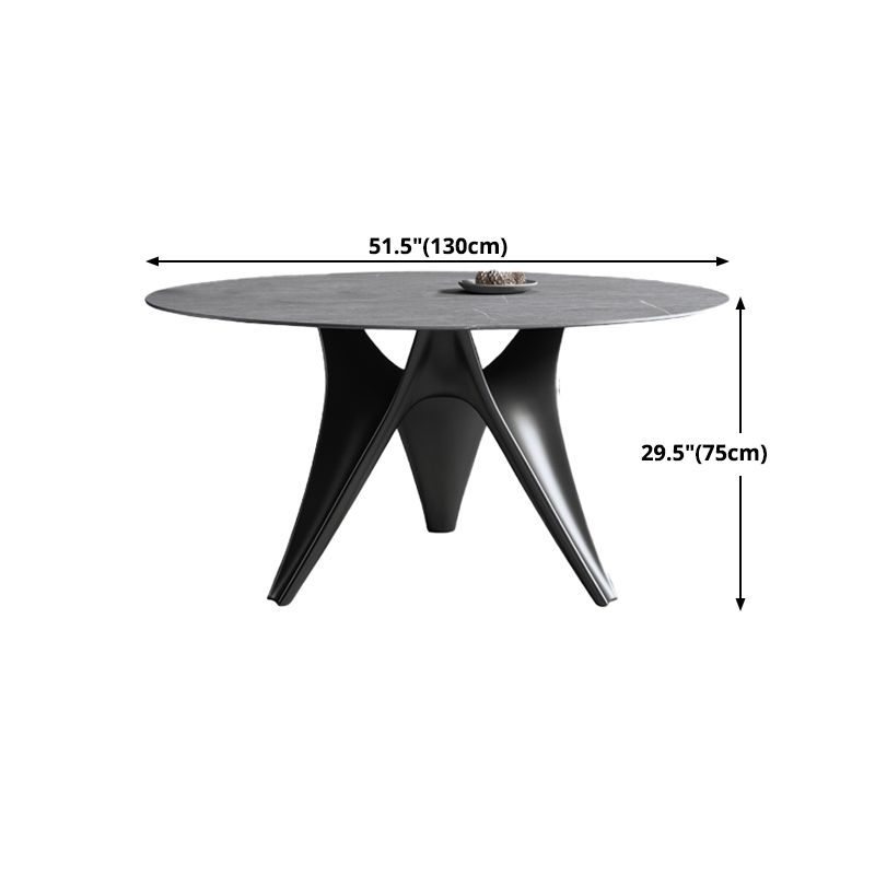 Round Stone Table Modern Style Dining Site Table With Tripod Base