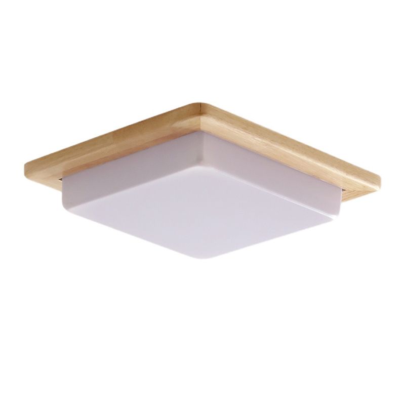 Square Shape Glass Flush Light Modern Style 1 Light Flush Mount Fixture in Brown
