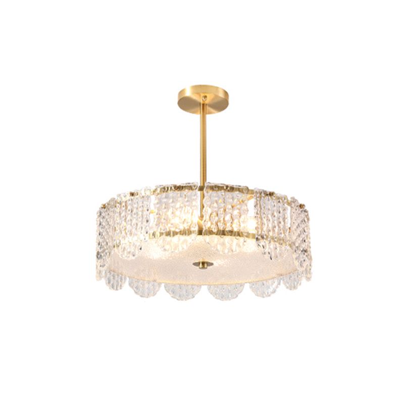 Trommelgeprägter klarer Kristallkronleuchter zeitgenössischer 4 Köpfe Schlafzimmer Hanging Lamp Kit