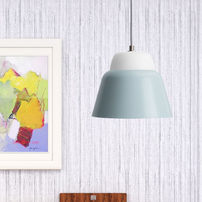 Cone Hanging Light Fixture Macaron Metal 1 Head 6.5"/10.5" Height Pink/Blue/Black Pendant Ceiling Light