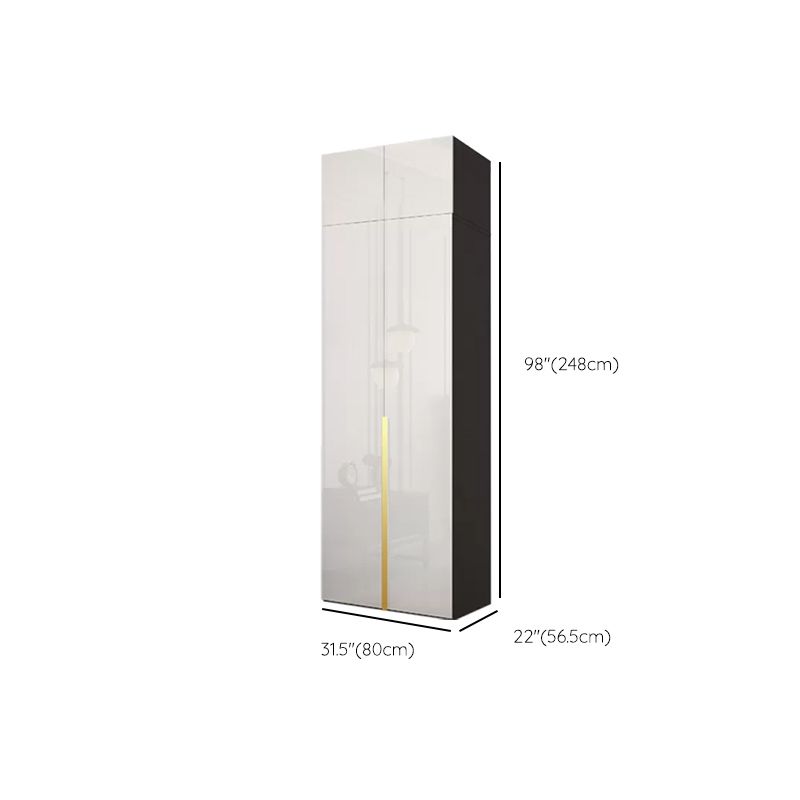 Hinged Wardrobe Cabinet with Garment Rod Modern Storage Cabinet