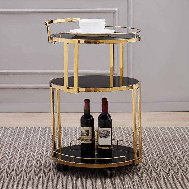 32.28" High Modern Style Round Prep Table Rolling Metal Prep Table for Home