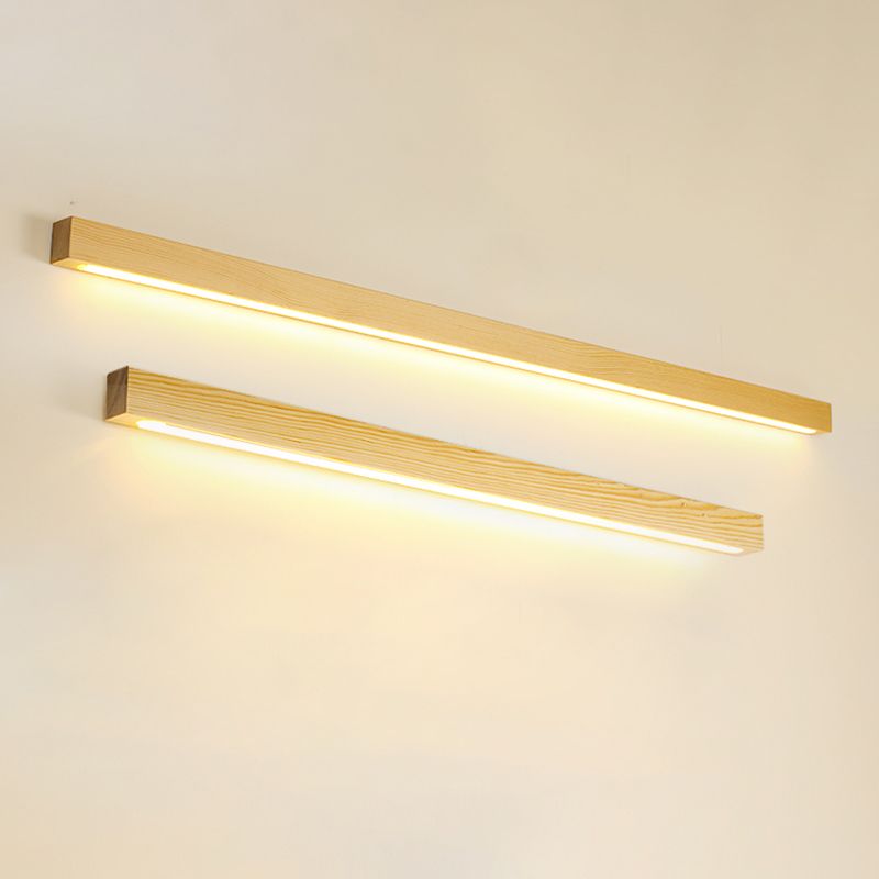 Linear Wooden Flush Mount Wall Lamp Nordic LED Wall Light Fixture for Living Room