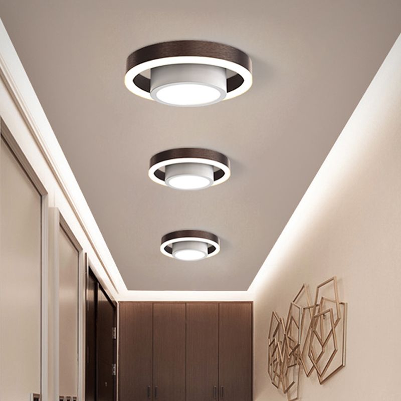 Double cerceau petit plafond acrylique affleurant nordique noir/café/or LED éclairage encastré pour couloir