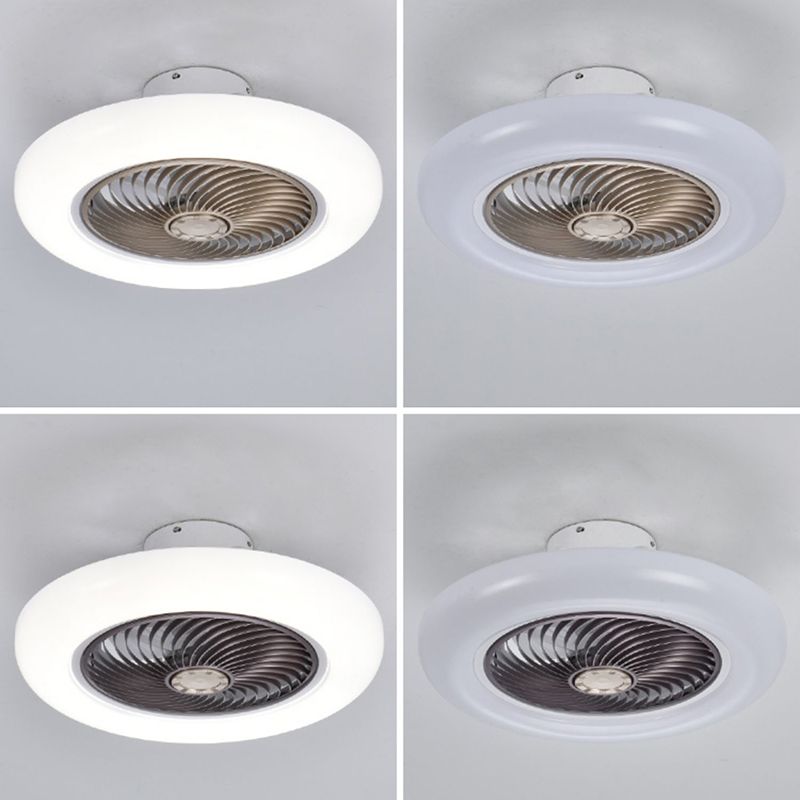 Donut Shaped Acrylic Semi Mount Lighting Simple Style LED Ceiling Fan for Dining Room