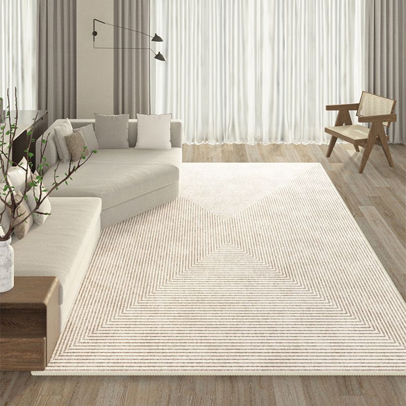 Polyster Rectangle Carpet Striped Printed Living Room Area Rug Non-Slip Backing Carpet
