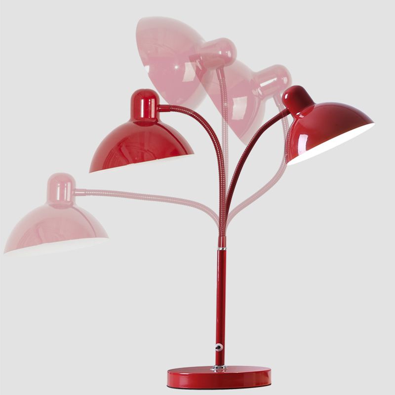 Bowl Shade Flexible Reading Lamp Macaron Style Metal 1 Bulb Bedroom Table Light