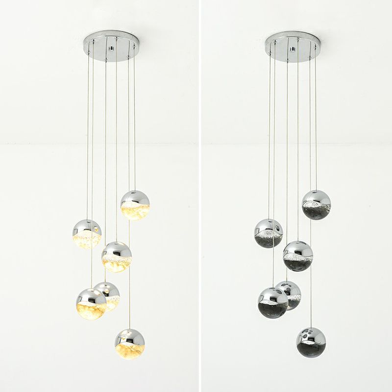 Clood Glass Globe Cluster Custant Modern Finitura Chrome LED LED LED LED per il ristorante