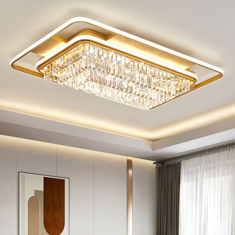 Plafonnier LED en forme de géométrie Simple et moderne, montage encastré en cristal de fer pour le salon