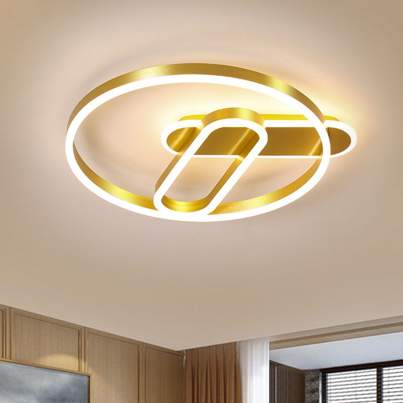 Gold Ring Ceiling Bündig Mount Modern 18 "/21.5" Dia LED Metal Flush Lighting in Warm/White Light