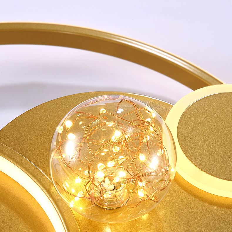 Plafoniera moderna da incasso a LED in metallo dorato per soggiorno