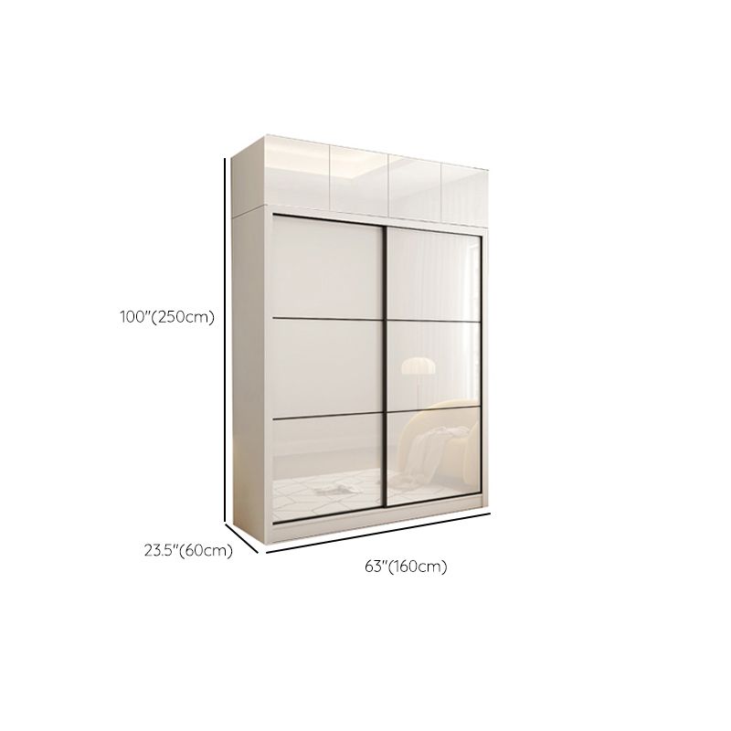 Sliding Wardrobe Closet with Shelves White Wooden Wardrobe Armoire
