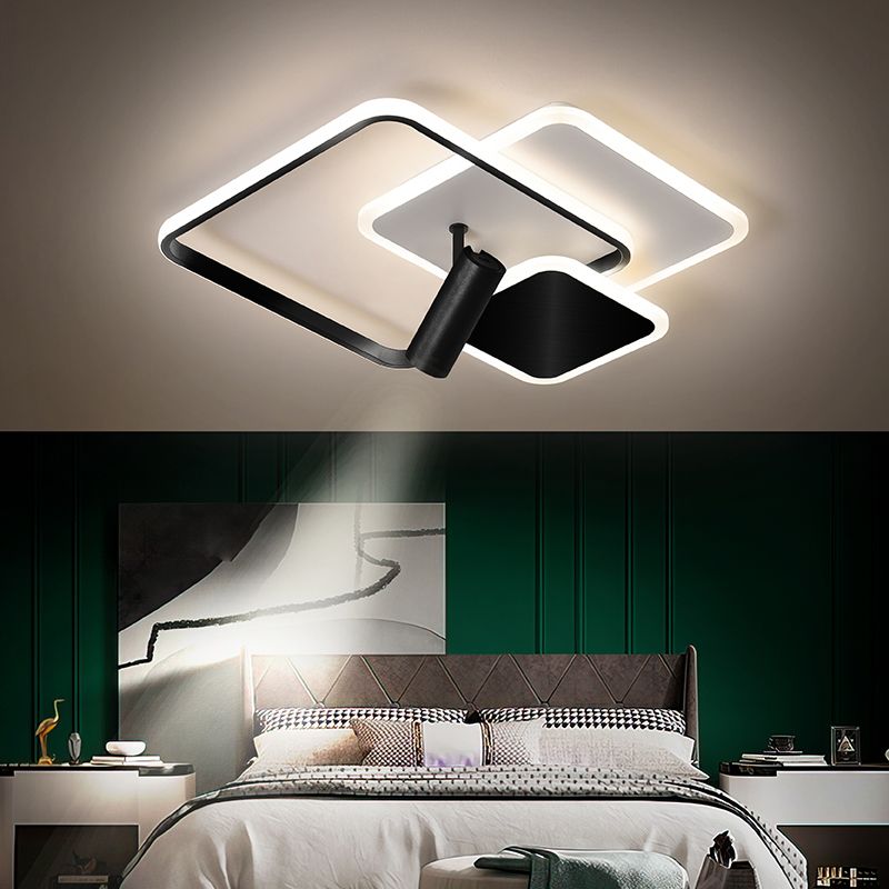 Carré métal LED encastré moderne 1 spot chambre plafonnier