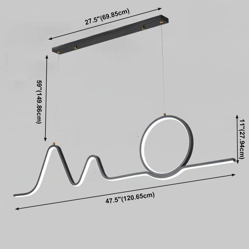 Contemporary Geometric Island Lights Aluminum Island Chandelier in Black