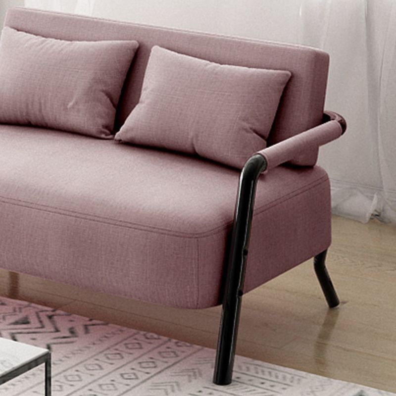 Contemporary Sofa with 2 Pillows Standard Square Arm Black Sofa