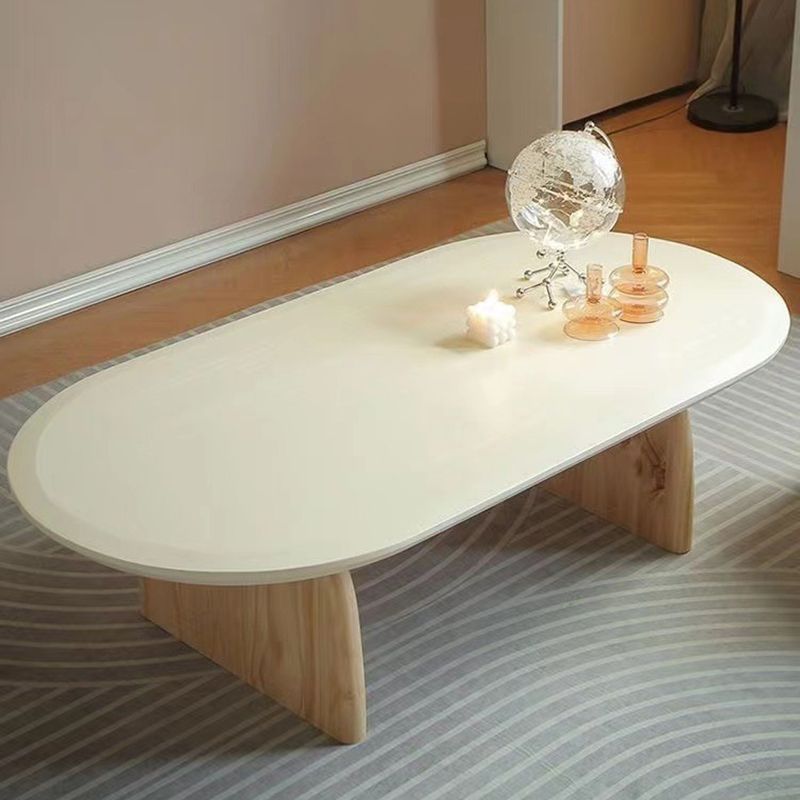 Solid Wood Oval Side Table Modern Living Room End Table with 2 Legs