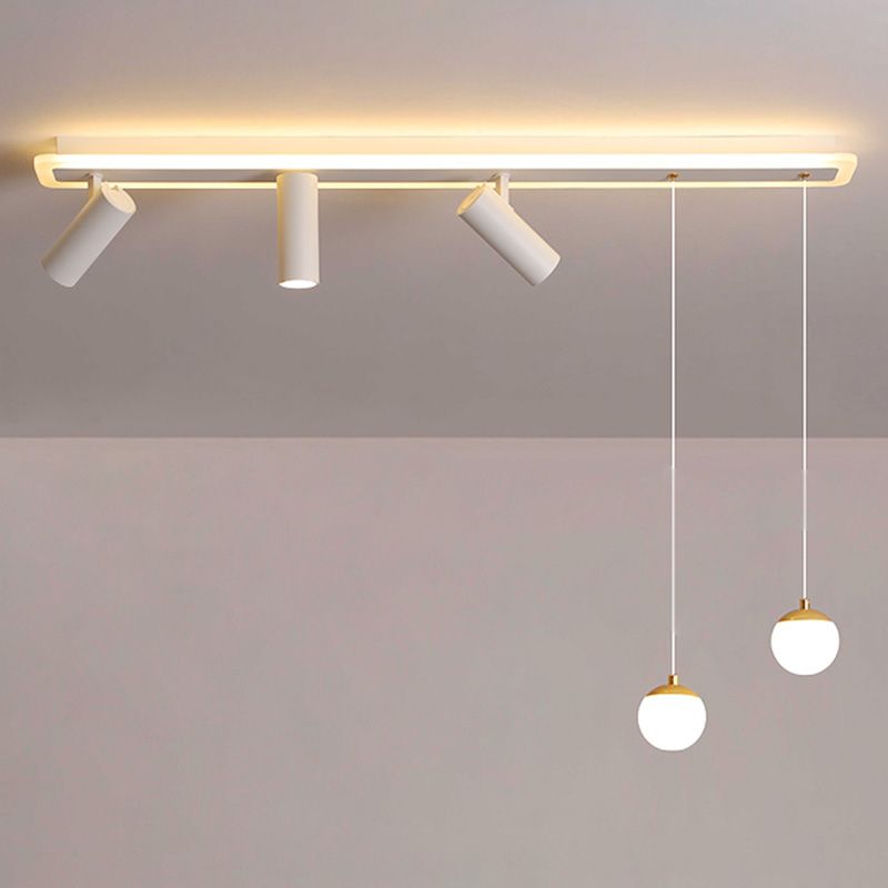 White Long-strip Minimalism LED Island Light Spotlight Design Contemporary Style Opal Glass Suspension Lamp for Dining Room