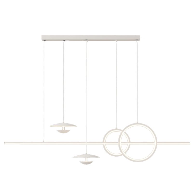 White 5-Light Kitchen Island Lighting Modernism LED Shaded Ceiling Light