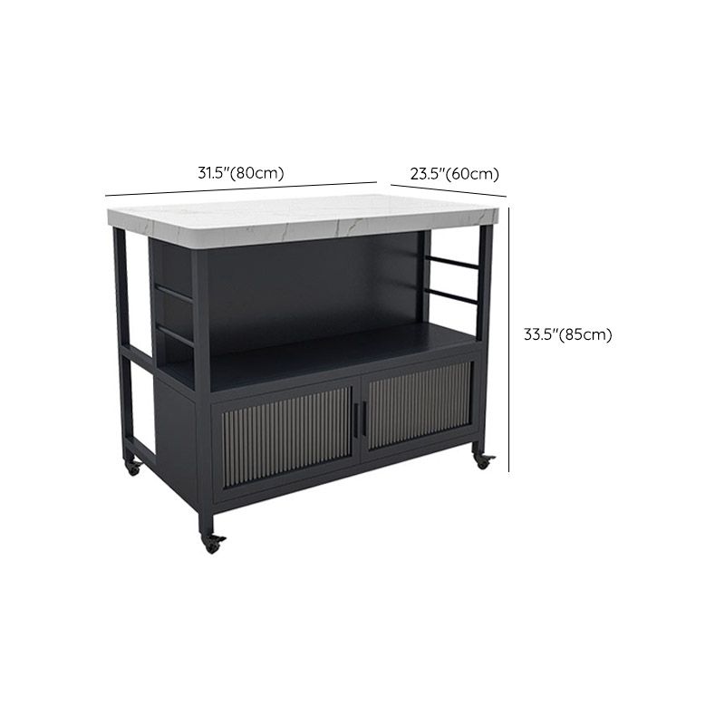 Dining Room Modern Prep Table Rectangular Kitchen Trolley with Storage Cabinet