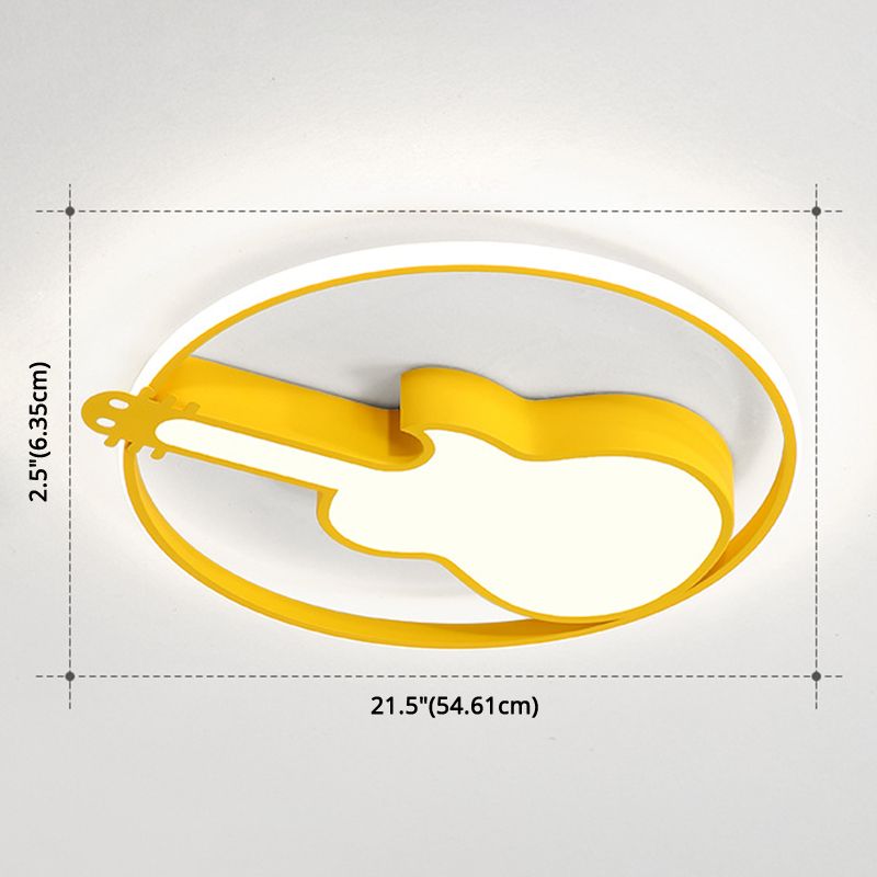 Guitar Flush Mount Ceiling Light 1 Light Metal Creative Flush Mount Ceiling Light for Bedroom