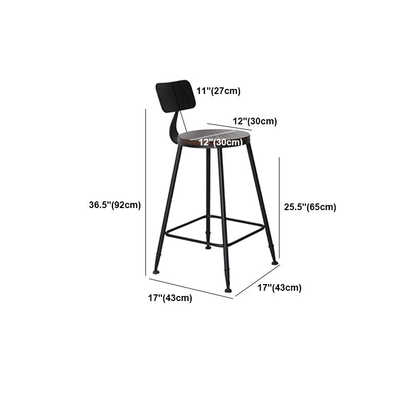 Industrial Backrest Armless Counter Stool Iron Cafe Bar Stool with Seat and Pedal
