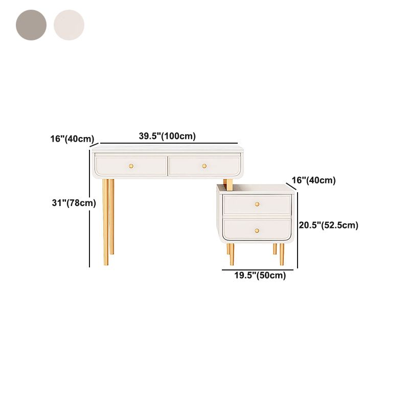 Bedroom Make-up Vanity in White/Grey Stone Top Dressing Table