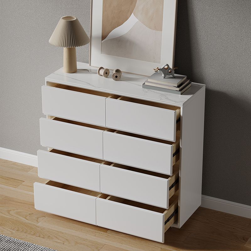Modern Storage Chest Wooden White/Gray Storage Chest Dresser with Drawers