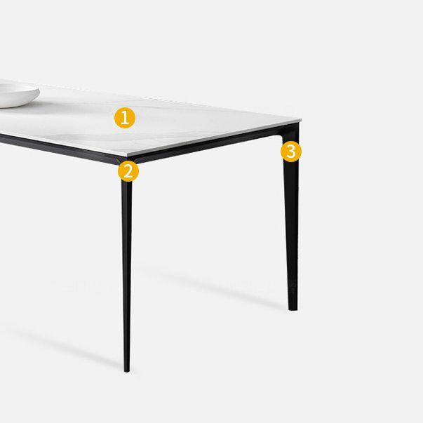 Rectangle Home Dining Table Sintered Stone Metal Frame Table with Four-leg