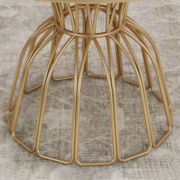 Round White Top Dining Table Traditional Luxury Dining Table with Gold Frame