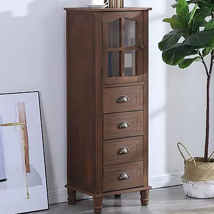Mid-Century Modern Accent Cabinet with Solid Wood Turned Legs