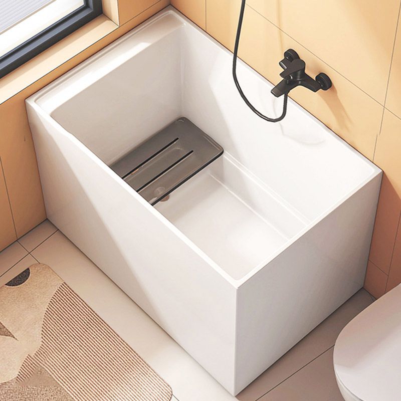 Modern Rectangle White Acrylic Bathtub Back to Wall with Drain Bath Tub