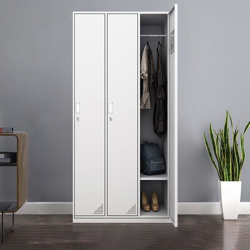 Hinged Wardrobe Cabinet with Mirror Contemporary Steel Wardrobe Armoire