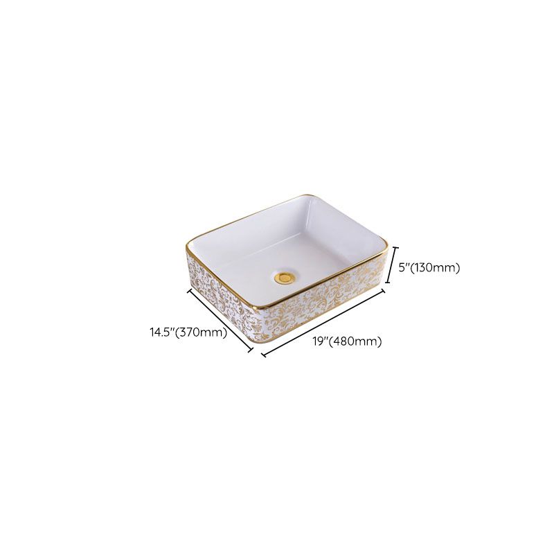 Traditional Vessel Sink Oval Porcelain with Pop-Up Drain and Faucet Vessel Lavatory Sink