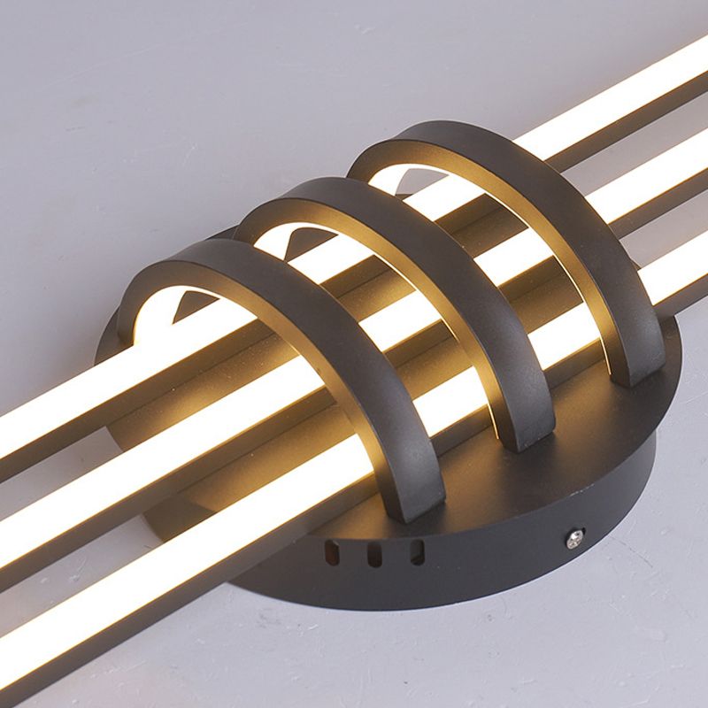 Lámpara de luz de descarga contemporánea lineal 6 lámparas de montaje de lavado de metal ligero