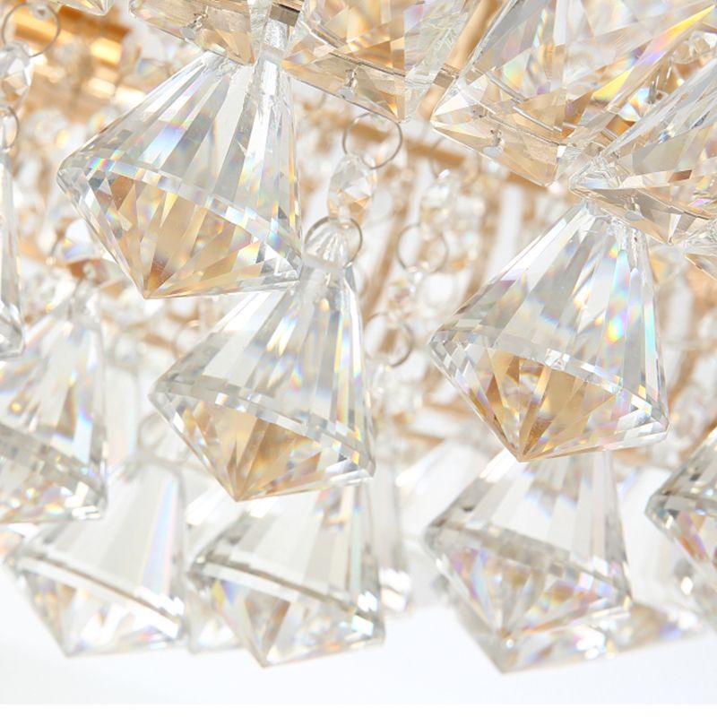 Goldene runde Deckenleuchte, modernistische 4-flammige Kristall-Deckenleuchte für Schlafzimmer